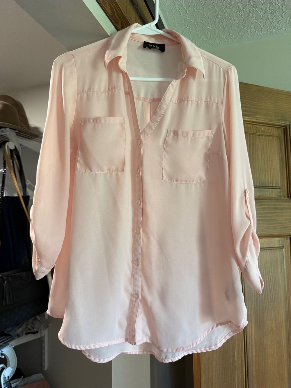 By & By Light Pink Button-Up Blouse